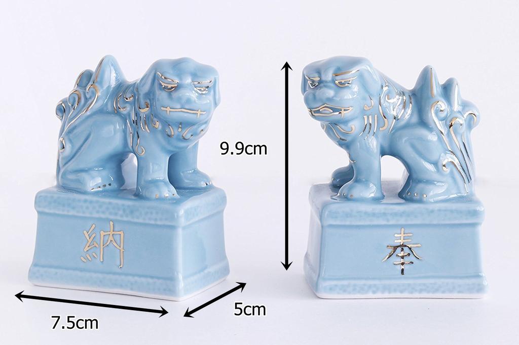 Moa Feteli Shinto Altar for Shinto Items Votive Celadon Guardian Dog Spinning Top Dog Feng Shui Ornament Warding Off Evil Amulet Feng Shui Goods Shisa