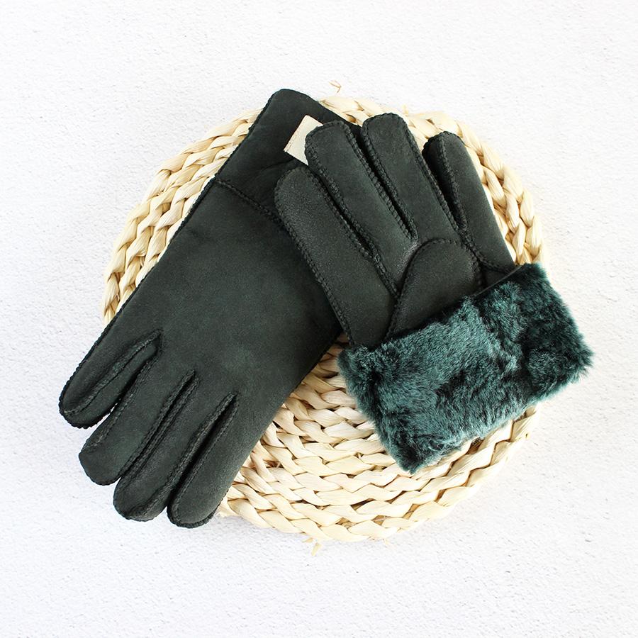 Winter Thickened Children's Sheepskin Fur Gloves Boys and Girls Windproof Warm Students Cold-Proof Leather Finger Gloves