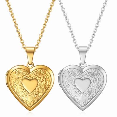 HNSP Heart Necklace Stainless Steel Open Locket Heart Pendant Chain For Women Girl Zircon Accessorie Gift