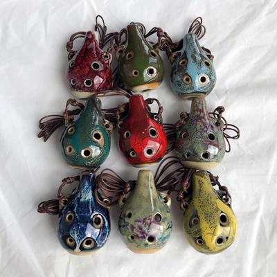 Flauta Ocarina Pequena de 6 Furos Instrumento para Iniciantes Lembrança Turística Acessórios de Instrumento Pingente de Cerâmica