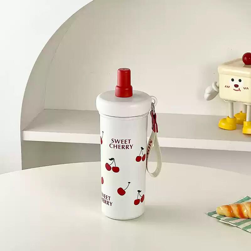 Changbaosen Kubek Termiczny z Kotem w Kropki ze Słomką