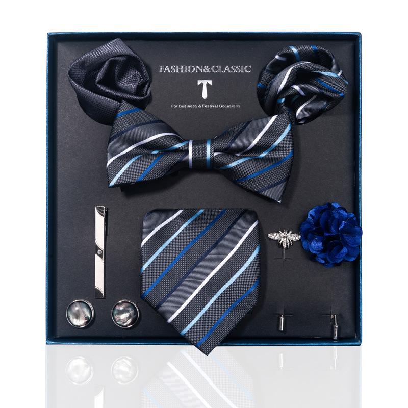 Luxury Groom Tie, Pocket Square & Boutonniere Gift Set for Weddings