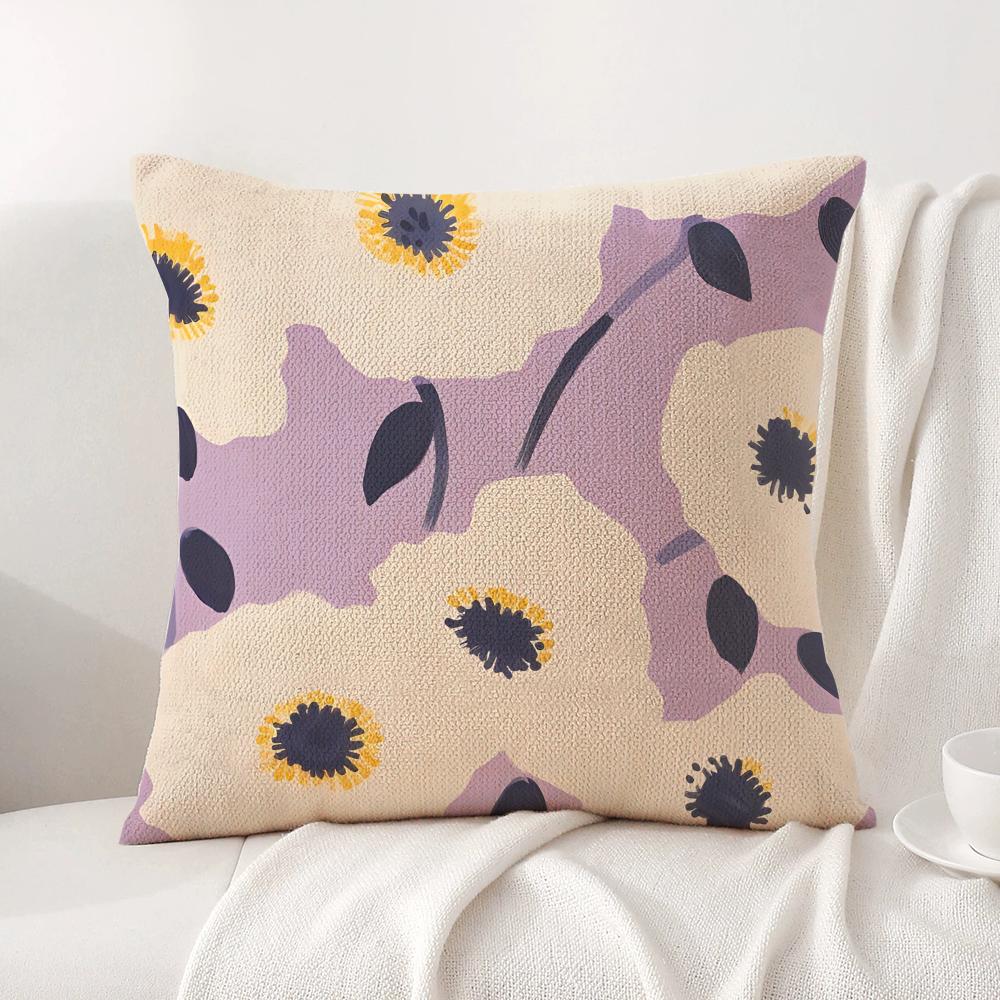 Flower Design Cushion Cover Summer Coolness Linen Fabric Double-Sided Printing Pillow Case Sofa Home Decor Gift