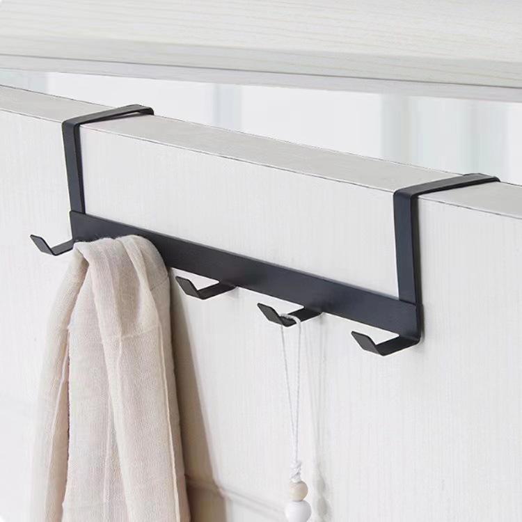 Iron Art No-Punch Seamless Door Hook Rack – 5 Multi-functional Hooks for Bags, Clothes, and Hats