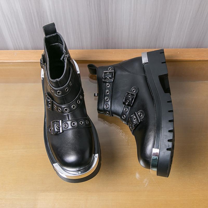 

Дизайнерская новая пряжка ремня, увеличивающая рост, кожаная повседневная обувь для мужчин, лоферы на платформе, формальная свадебная одежда, для выпускного вечера 39 чёрный