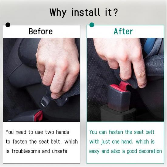 Augeny 2PCS Seat Belt Buckle Holder, Silicone Auto Rear Seatbelt Buckle Booster To Makes Receptacle Stand Upright For Easy Access, Universal Vehicle