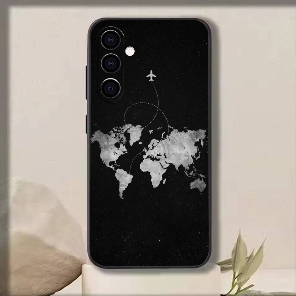 Travel-Inspired Airplane Route   Phone Case For Samsung Galaxy A73,A72,A71,A70,A53,A52,A51,Others Soft Black Cover