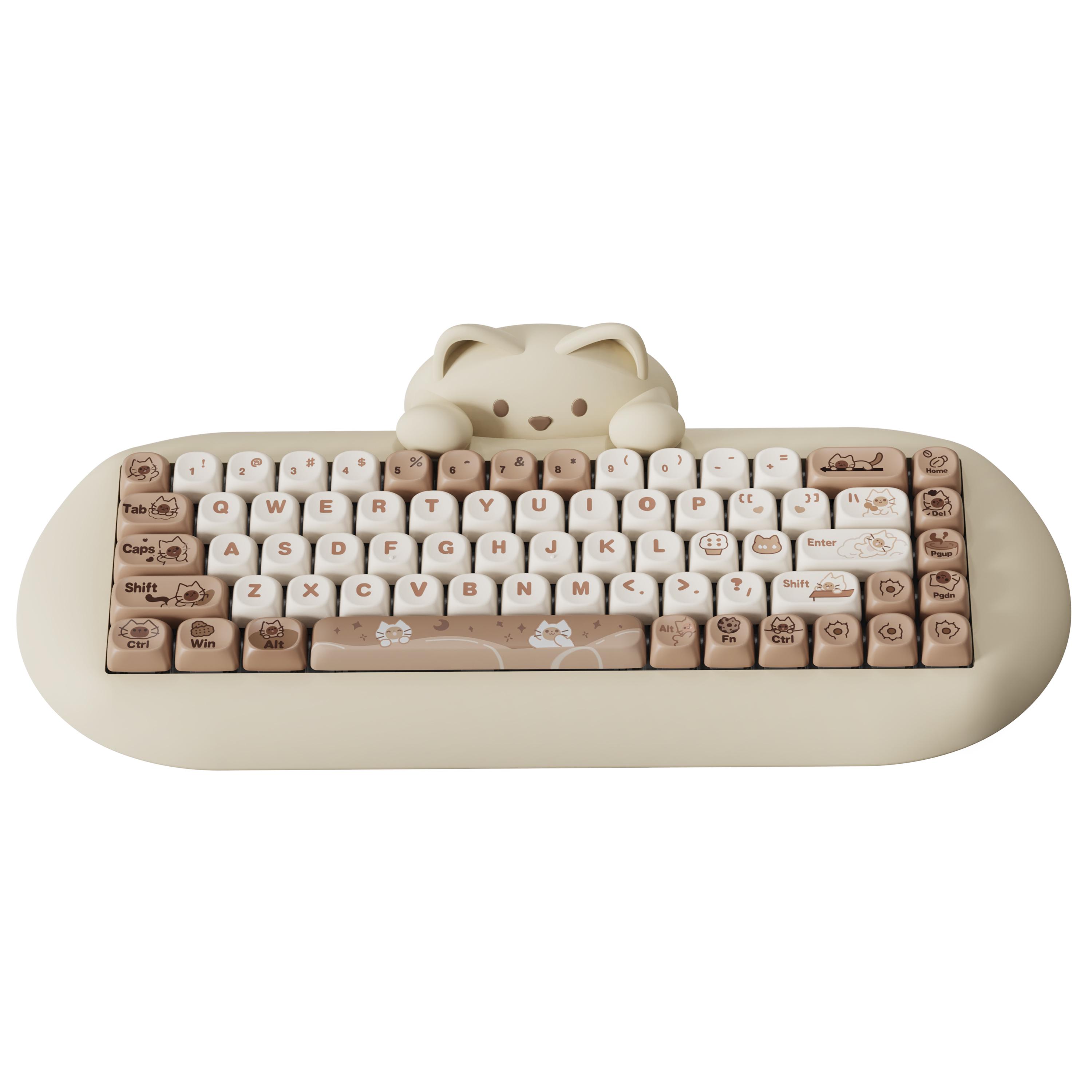 

YUNZII C68 Wireless Gaming Keyboard, Hi-Fi Cute Cat Custom RGB Mechanical Keyboard, Silicone 65% Hot Swap Ergonomic Kitty Keeb Mlik кавовий