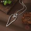 New hollow geometric love long pendant, women's simple hollow heart long necklace