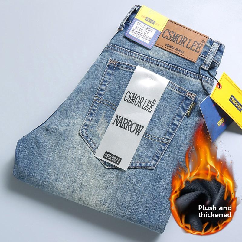 

Джинсы мужские прямые свободные эластичные тонкие весенне-осенние модели ностальгические длинные брюки мужские брюки Tide 34