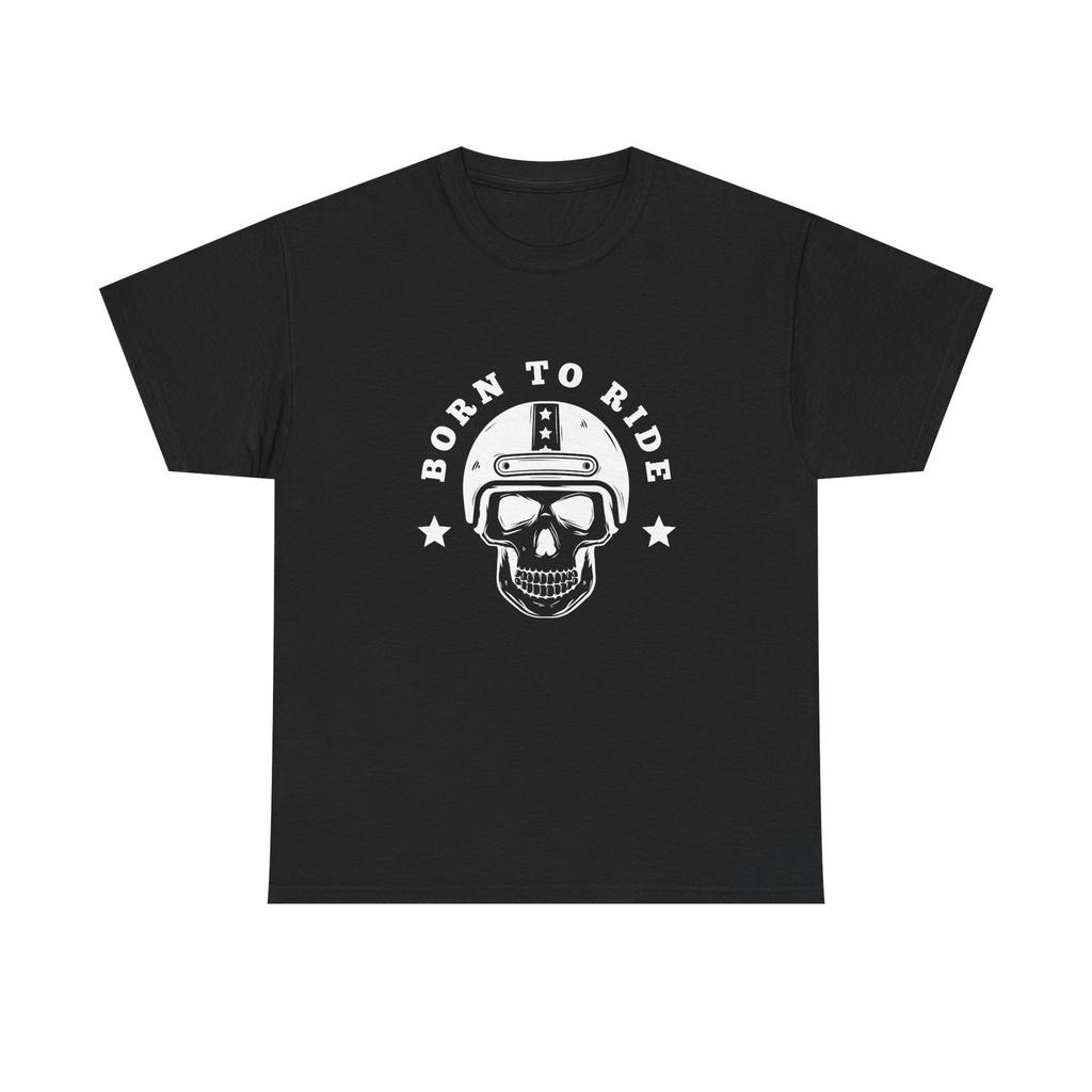 Born To Ride Skull Motorcycle Unisex Heavy Cotton Tee