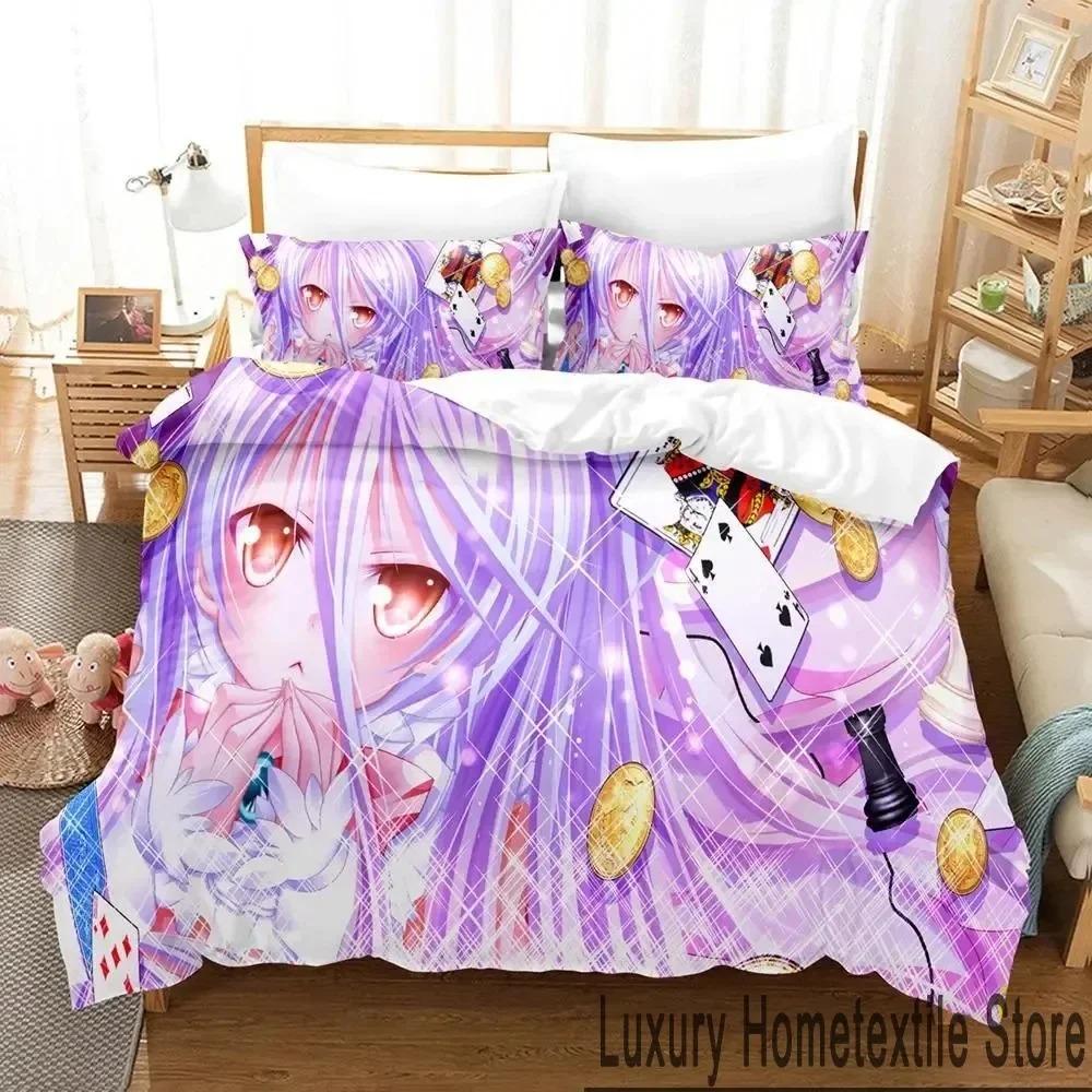 3D No Game No Life Anime Bedding Set Boys Girls Twin Queen King Size Duvet Cover Pillowcase Bed boys Adult Home Textileextile