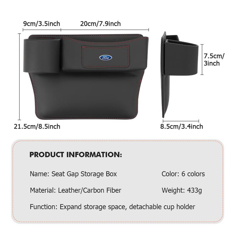 YYQO6 Leather Car Seat Gap Water Cup Holder Box Storage Bag For Ford Escape Ecosport Fusion Explorer Expedition Taurus