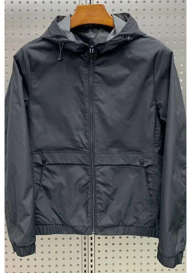 2024 Men's High-Quality Black Hooded Jacket: Stylish, Casual, Youth Spring/Autumn Outerwear