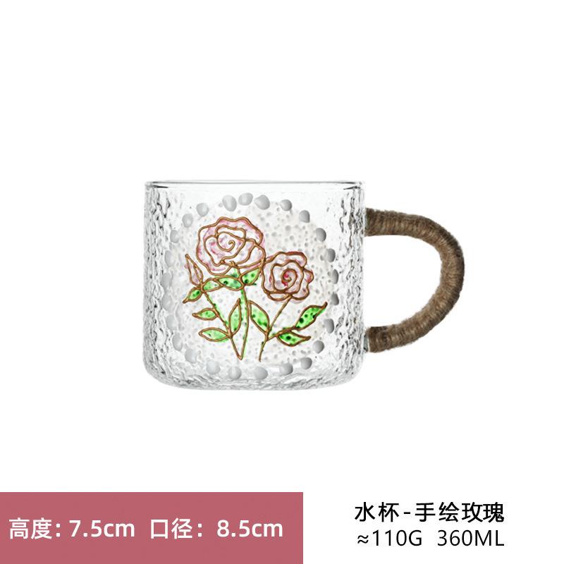 Japanese Style High Temperature Resistant Hammered Glass Water Jug Large Capacity Handle Pitcher with Cups Set