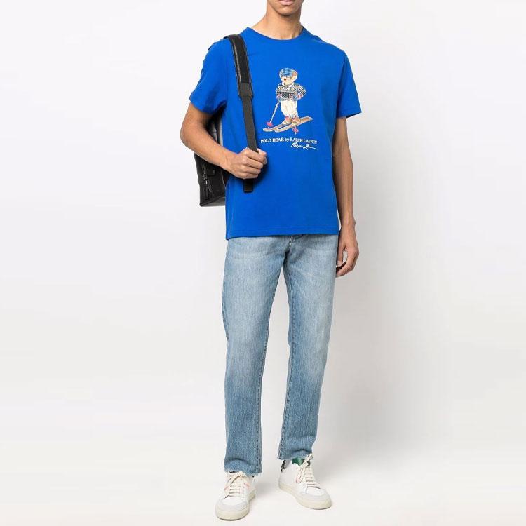 Polo Ralph Lauren SS22 Logo Teddy Bear Print Short Sleeve T-Shirt Men T-Shirts Blue 710853310-005