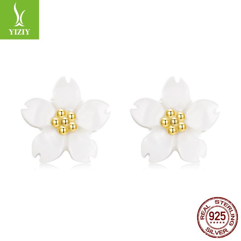 Dripping Oil Flower Stud Earrings Collection Mori Small Fresh S925 Sterling Silver Small Flower Stud Earrings