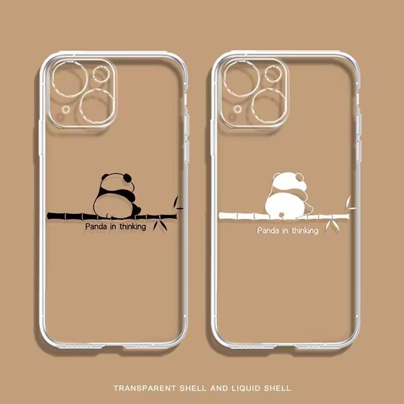 Funny Cute China Panda Clear Phone Case For iPhone16 15 14 13 12 11 Pro MAX Shockproof Covers