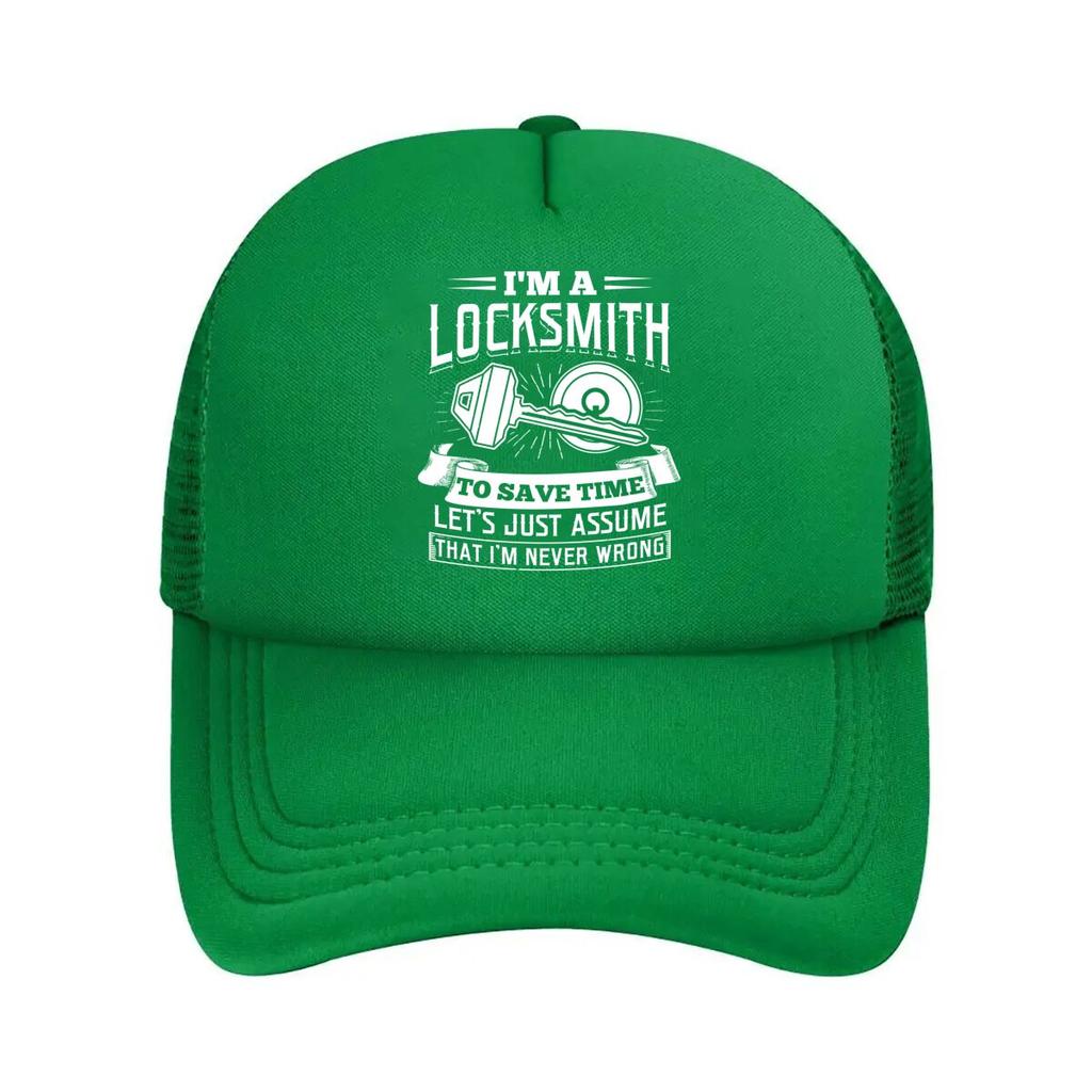 “Locksmith Humor” - Job Pride, Key Motif with Sarcastic Text for Tradespeople Mesh Baseball Cap