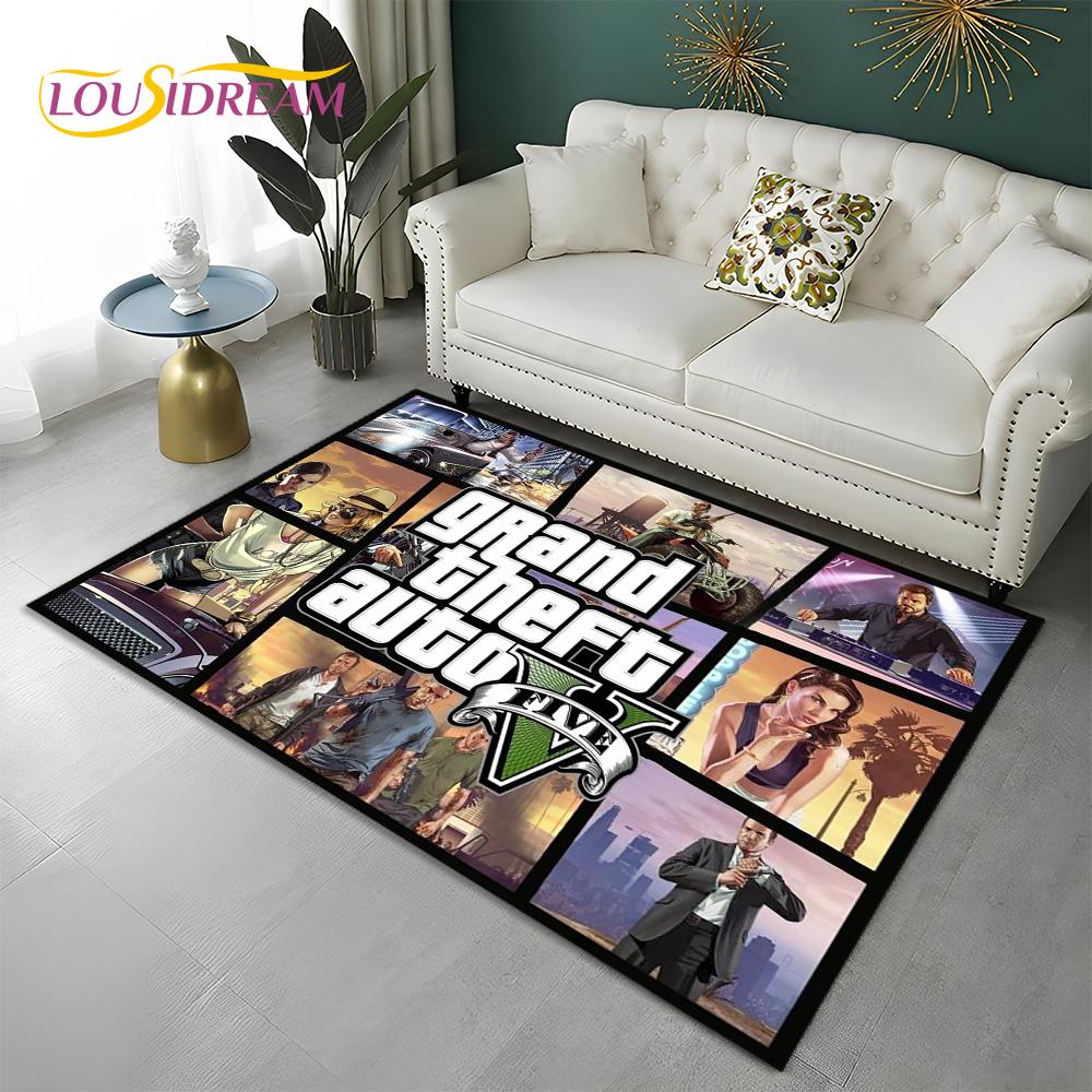 Grand Theft Auto Games 3D GTA  Gamer Carpet Rug for Home Living Room Bedroom Sofa Doormat Decor,kids Area Rug Non-slip Floor Mat