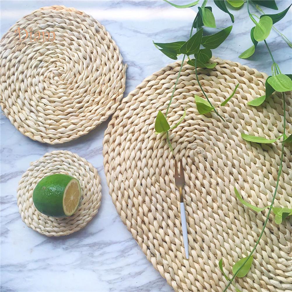 NO.HS Manteles Redondos Ovalados Tejidos para Mesa de Comedor Esterilla Aislante Térmico Decoración de Cocina Esterilla Resistente al Calor