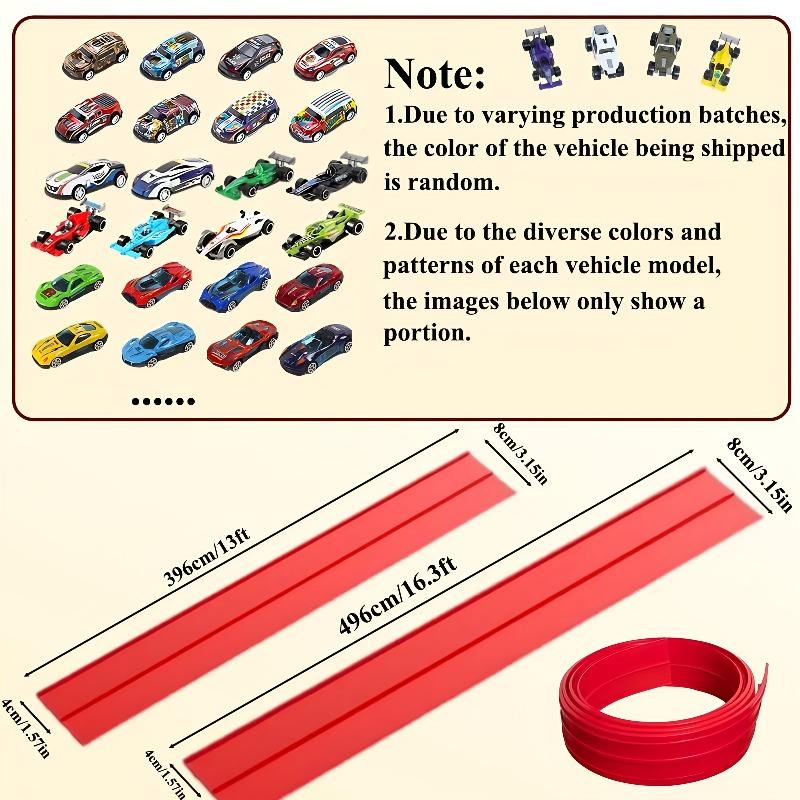 Kendin Yap Esnek Yarış Pisti Çocuk Oyuncakları Çift Şeritli Yarış Arabası Rampası 1/64 Ölçekli Arabalarla Uyumlu Taşınabilir Rulo Yapılır Erkek Çocuk Noel Hediyesi