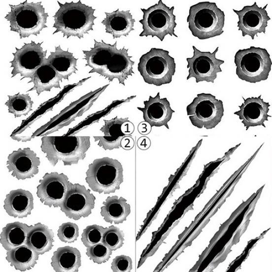 Adesivi per auto con foro di proiettile 3D decalcomania per carrozzeria divertente Scratch per moto Fake Bullet Hole Covers adesivi impermeabili decorazioni automobilistiche  34