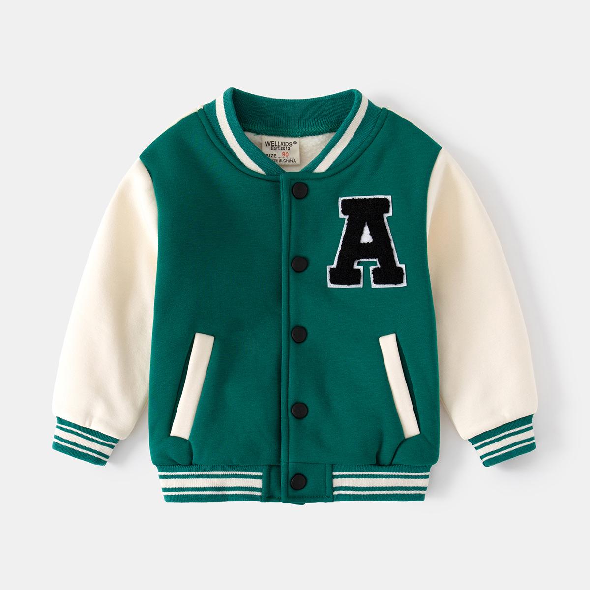 

2025 Autumn Boys Korean Style Plus Velvet Loose Baseball Jacket – Comfortable and Casual 130 cm