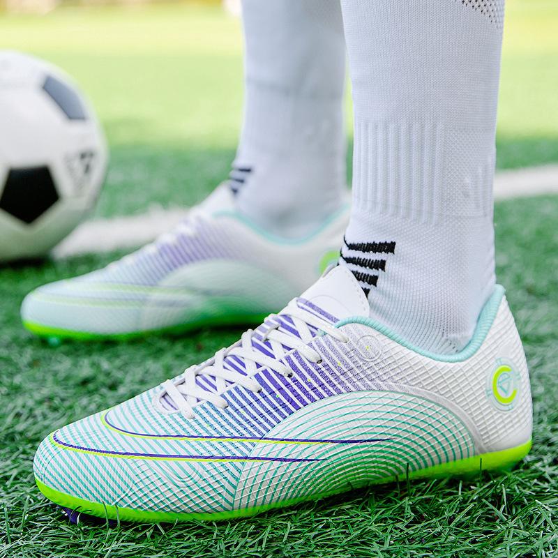 New Football Shoes Boys and Girls Children Long Broken TF Nails Adult Green Artificial Grass Training Shoes