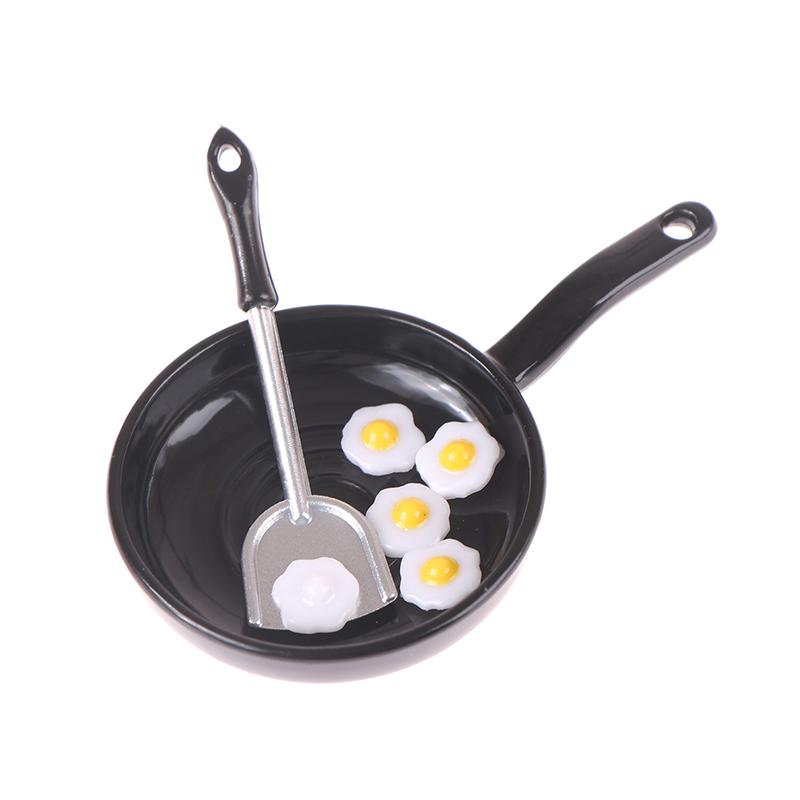 1/12 Dollhouse Simulation Fried Egg Frying Pan Set Dollhouse Miniature Kitchen Decoration Dolls House Accessories
