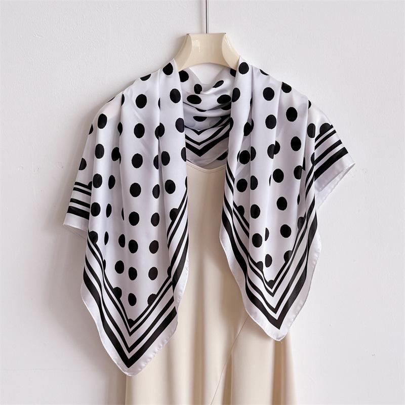 French polka dot simulation silk high-end large square scarf silk scarf printed shawl decorative scarf sunscreen scarf headscarf scarf
