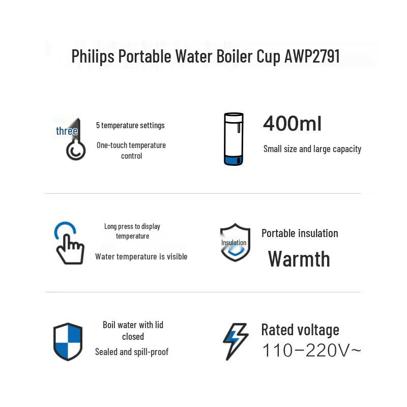 Philips AWP2791 Portable Electric Travel Kettle CN plug (adapter included)