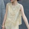 Lanser Women's Linen Blend Embroidered Lace Vest