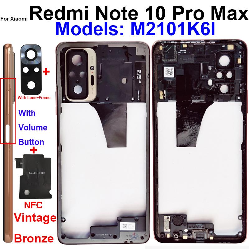 Per Xiaomi Redmi Note 10 Pro Max Telaio Centrale Supporto Cornice con Tasti Laterali Volume Cover Alloggiamento NFC