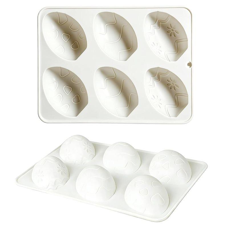 

CYCLI-Reusable 2Pack Silicone Easter Chocolate Molds 6-Cavity Egg-Shape-Reusable For Mousse Cake, Candy, Pudding