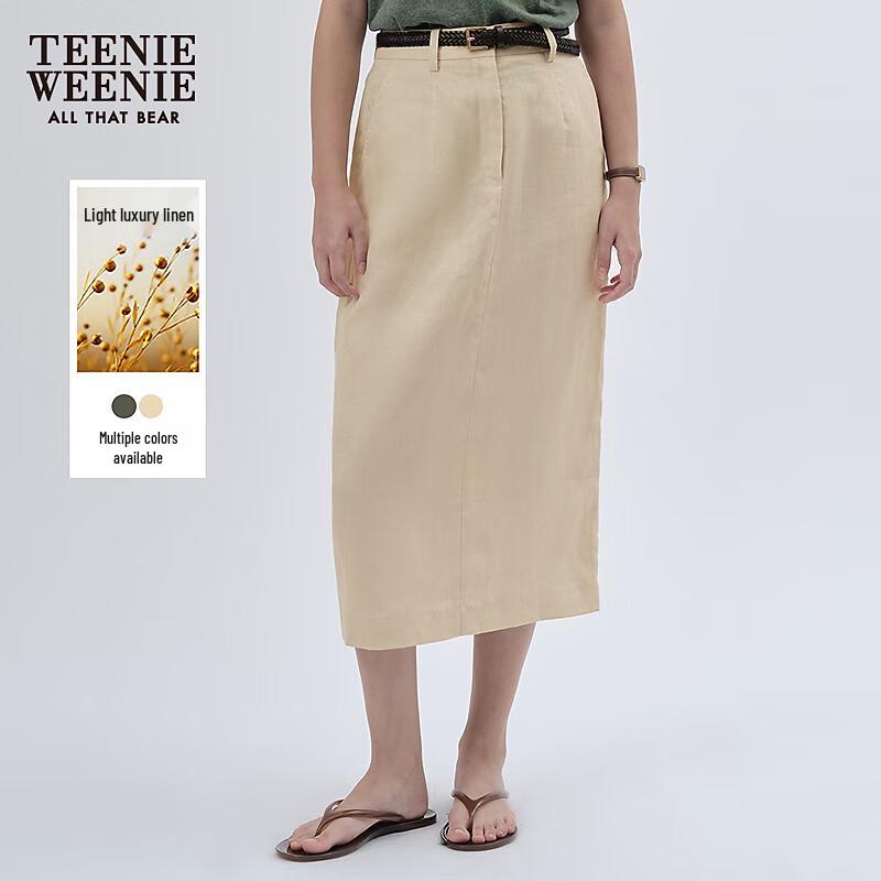 

Teenie Weenie Women s Linen Blend Split Hem Midi Skirt S