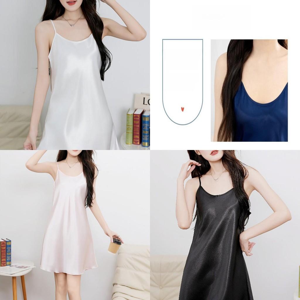 Lady Sleep Dress Silklike Satin Camisole Nightgown For Comfortable Lounge And Sleep