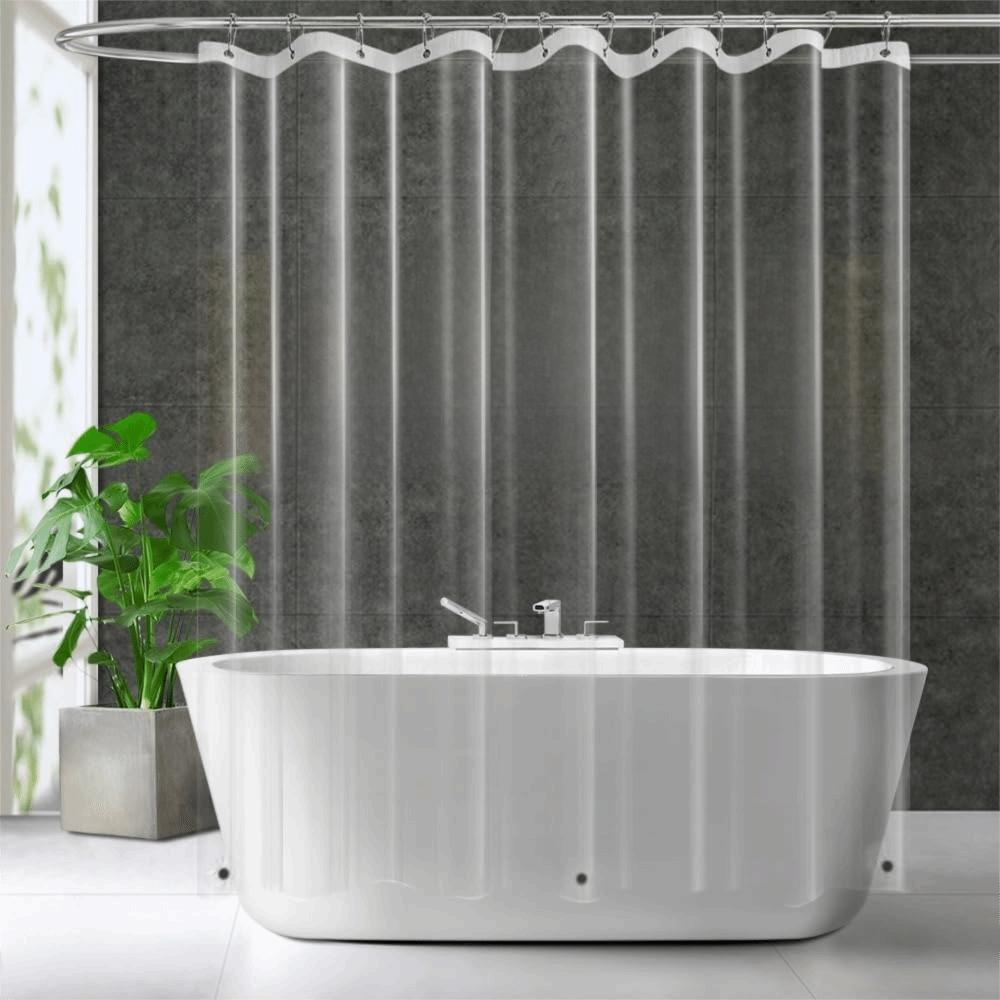 Metal Grommet Transparent Bathroom Curtain Liner With Hooks Bathtub Partition Curtain Restroom