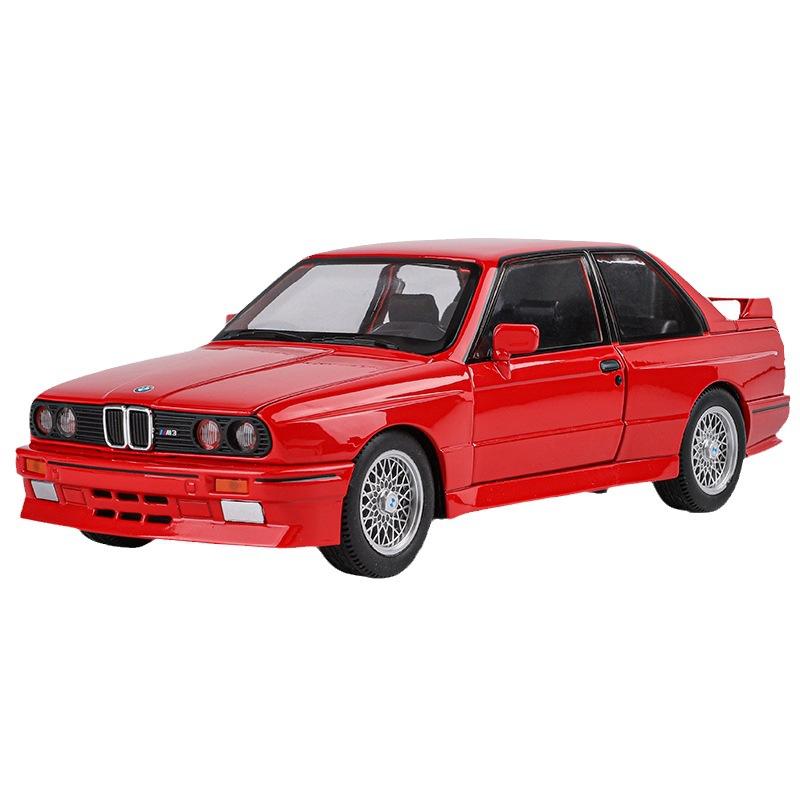 1/24 BMW M3 E30 Toy Car Model Diecast Metal Vehicle Miniature Pull Back Sound Light Doors Openable Collection Gift for Kid Boys