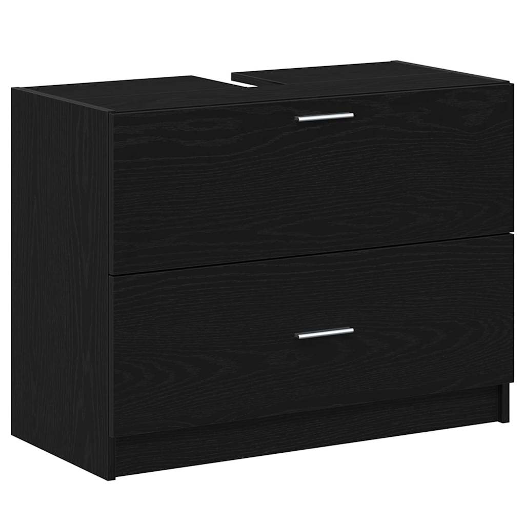Bathroom Cabinet with Door Black Oak Effect 78 x 37 x 59 cm