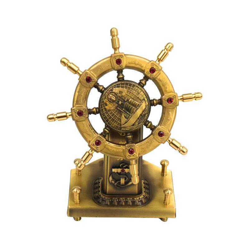 Pilot Ship Wheel Compass Rotating Ornament Brass Craft Company Office Decoration One Piece Dropshipping
