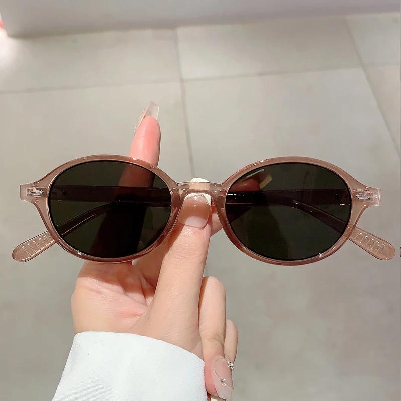Y2k Vintage Oval Sunglasses Women  New Fashion Candy Color Shades Trendy Retro Solid UV400 Protection Outdoor Eyewear