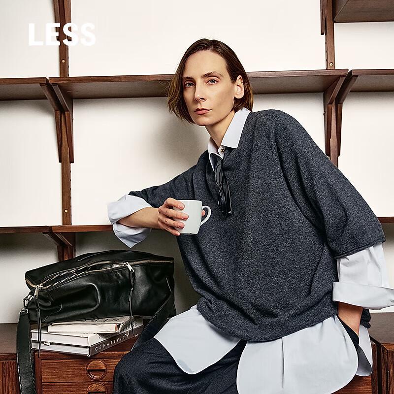 

LESS Fall 2025 Loose Round Neck Wool Cashmere Sweater S