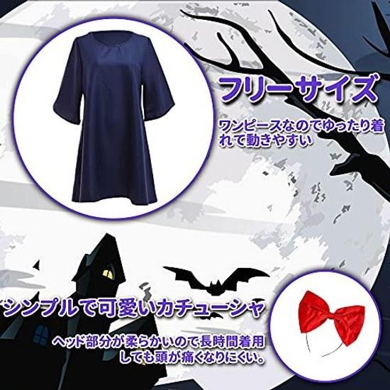 LAMONKE Kiki Cosplay from Kikis Delivery Service Halloween Costume Adult Free Size Dress Headband 2-Piece Set Womens Witch Party Event Outfit
