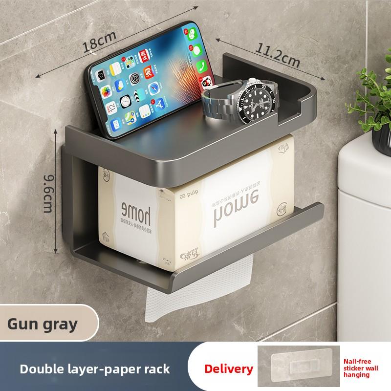 ABS Toilet Paper Holder No Drill Kitchen Storage Bathroom Accessories Self-Adhesive Wall Mounted Tissue Rack Paper Dispenser