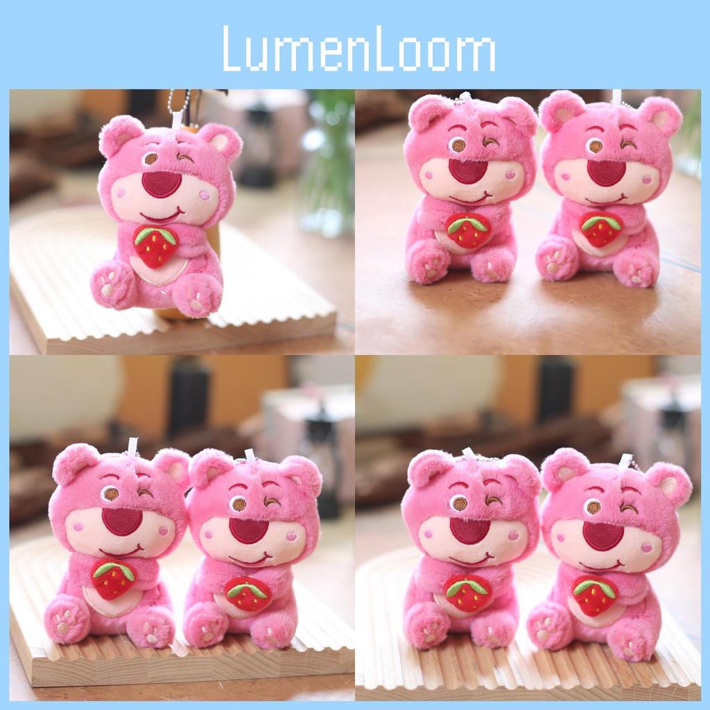 Adorable Pink Strawberry Bear Plush Keychain Soft And Cute Toy For Bag Or Purse Decoration