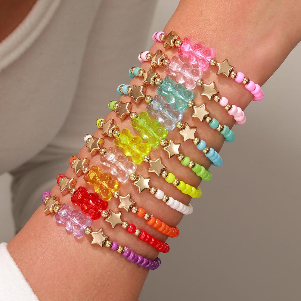 Bärenperlen Regenbogen-Schnur-Armband Handgemachter Kinderschmuck Für Mädchen Und Jungen