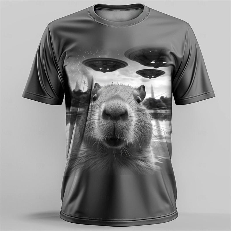 

Funny Mouse Pattern T-Shirt For Men Cute Animal 3D Printed Tees Summer Casual Short Sleeve O-Neck Loose Street T Shirts Tops L