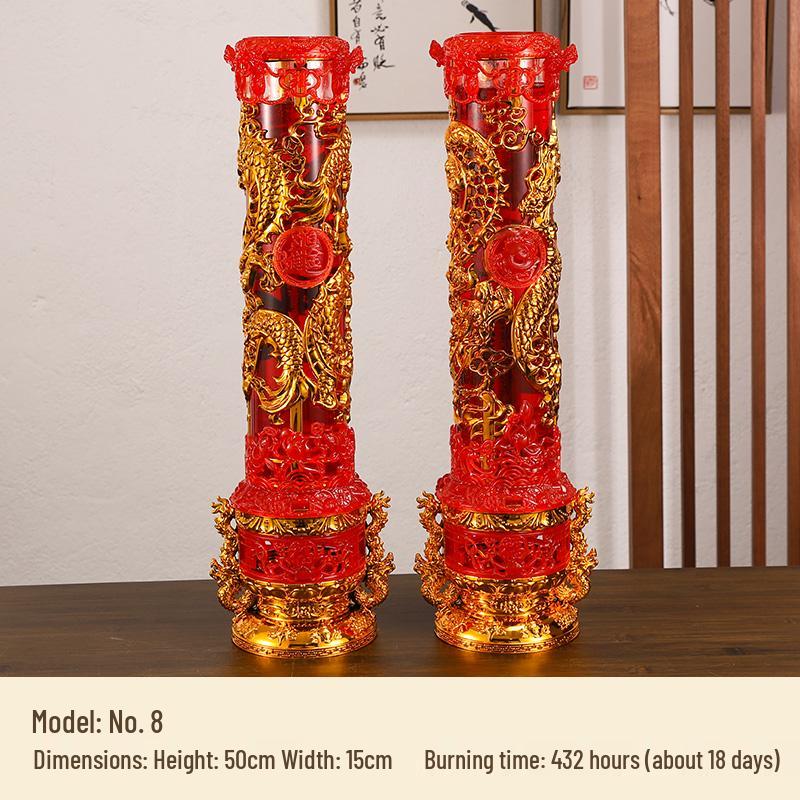 Smokeless Crystal Candle for Buddha Offerings, Housewarming, or New Year Celebrations - Windproof Red Butter Lamp