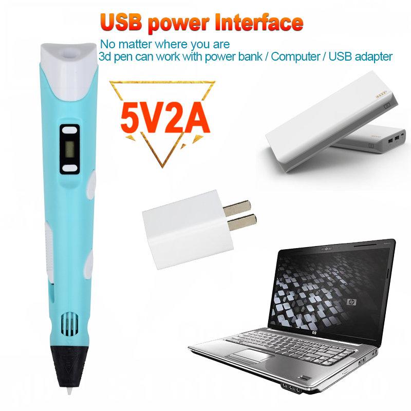 Electronic 3D Printing Pen With LED Display 25M PLA Filament Children USB Drawing Tool Drawing Toy DIY Christmas Birthday Gift